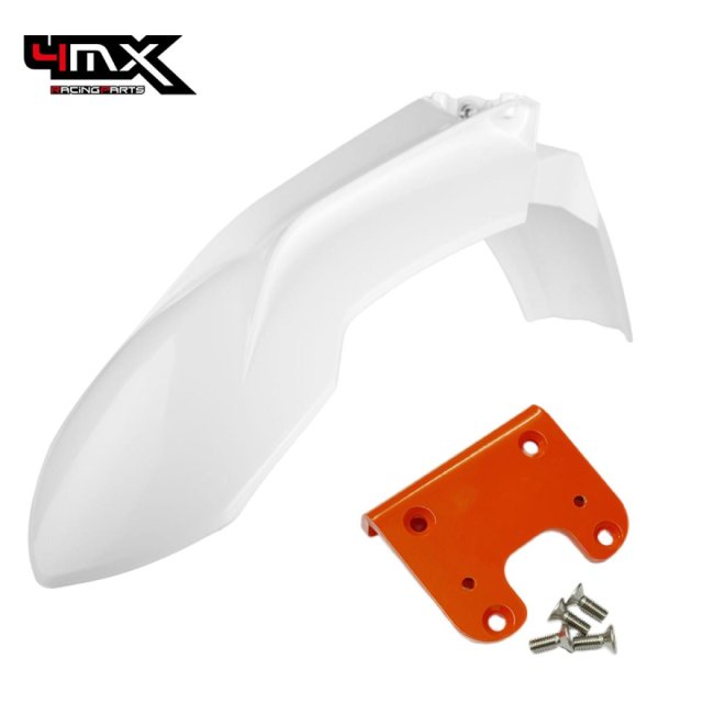 Adaptador + Guarda-Lamas Frente Branco 4MX KTM EXC 125/200 14-16 SXF 250/350/450 13-15